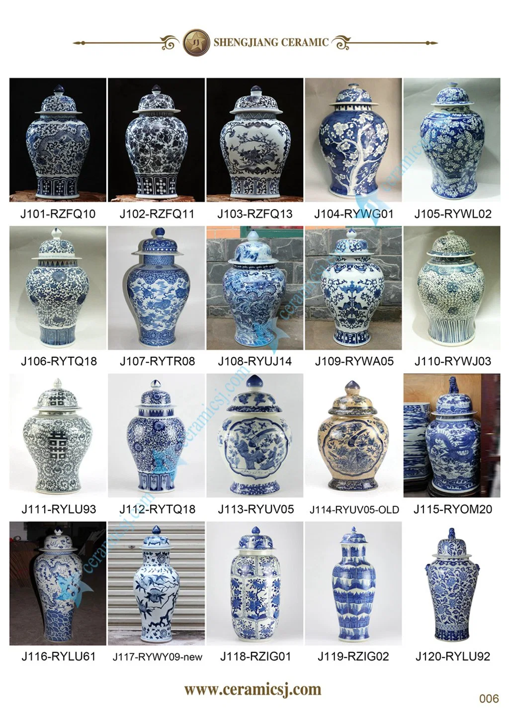 China Jingdezhen Blue and White Ceramic Flower Birds Porcelain Decoration Ginger Temple Jars