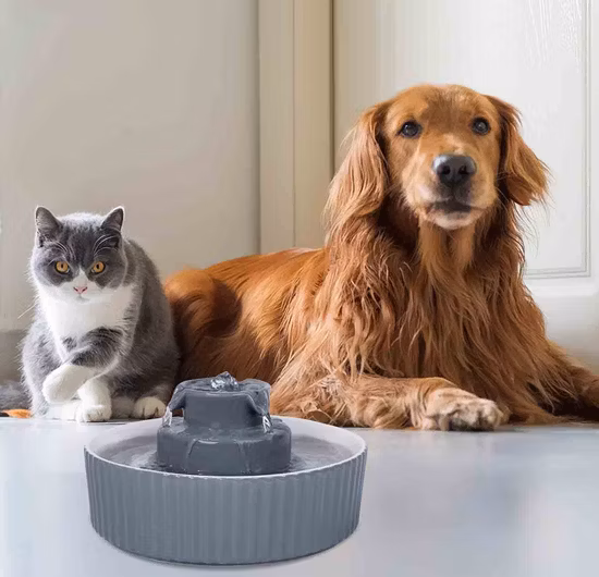 Cuenco de cerámica al por mayor de la fuente de agua del animal doméstico del gato con los filtros y la espuma del reemplazo