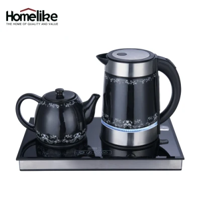 Máquina para hacer té para electrodomésticos, juego de bandeja eléctrica automática de 1,7l para tetera de café y té de cerámica turca