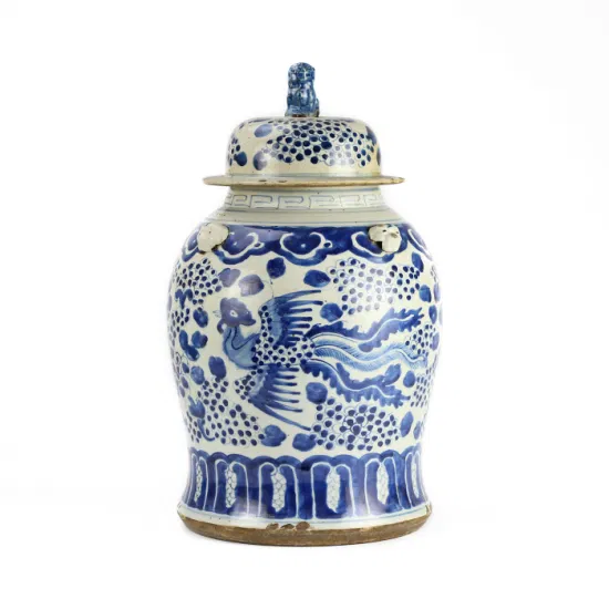 China Jingdezhen azul y blanco cerámica flor pájaros porcelana decoración jengibre templo tarros